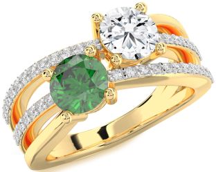 Diamond Gold Round Two Stone Promise Ring
