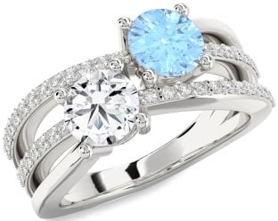 Diamond Platinum Round Two Stone Promise Ring