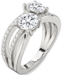 Diamond Platinum Round Two Stone Promise Ring