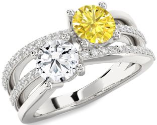 Diamond Silver Round Two Stone Promise Ring