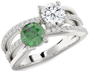 Diamond Silver Round Two Stone Promise Ring