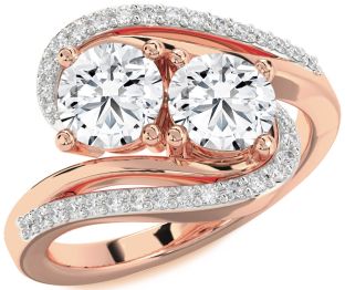 Diamond Rose Gold Round Two Stone Ring
