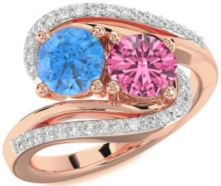 Diamond Rose Gold Round Two Stone Promise Ring