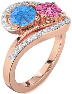 Diamond Rose Gold Round Two Stone Promise Ring