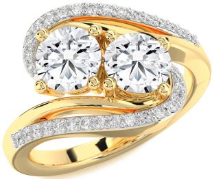 Diamond Gold Round Two Stone Ring