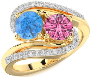 Diamond Gold Round Two Stone Promise Ring
