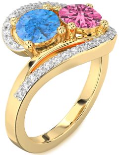 Diamond Gold Round Two Stone Promise Ring