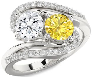 Diamond Silver Round Two Stone Promise Ring