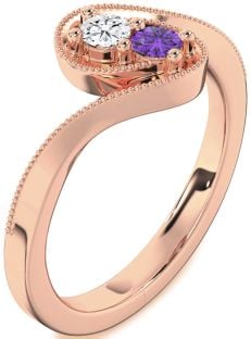 Rose Gold Round Two Stone Promise Ring