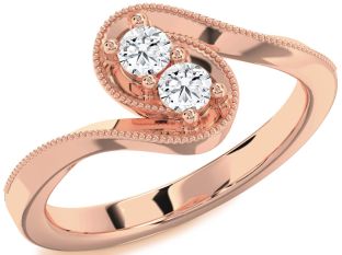 Diamond Rose Gold Round Two Stone Ring