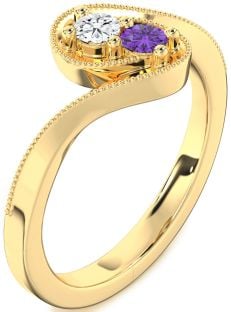 Gold Round Two Stone Promise Ring