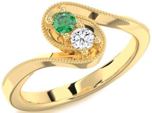Gold Round Two Stone Promise Ring
