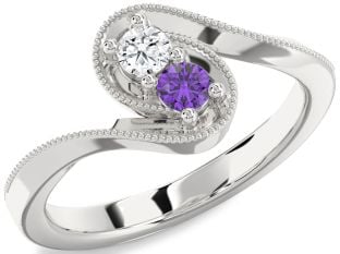 Silver Round Two Stone Promise Ring
