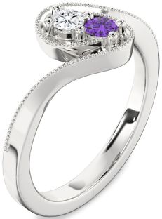 Platinum Round Two Stone Promise Ring