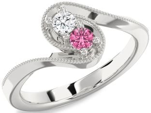 Silver Round Two Stone Promise Ring
