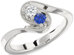 Silver Round Two Stone Promise Ring