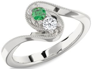 Silver Round Two Stone Promise Ring