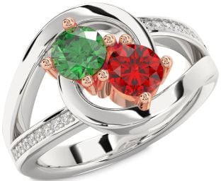 Diamond White Rose Gold Round Two Stone Promise Ring