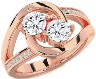 Diamond Rose Gold Round Two Stone Ring