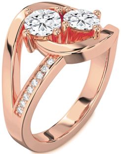 Diamond Rose Gold Round Two Stone Ring
