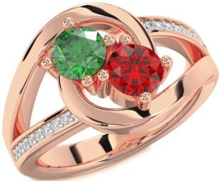 Diamond Rose Gold Round Two Stone Promise Ring