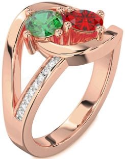 Diamond Rose Gold Round Two Stone Promise Ring