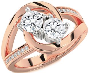 Diamond White Rose Gold Round Two Stone Ring