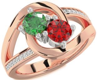 Diamond White Rose Gold Round Two Stone Promise Ring
