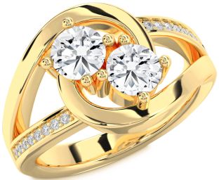Diamond Gold Round Two Stone Ring