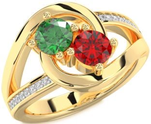 Diamond Gold Round Two Stone Promise Ring