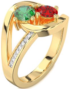 Diamond Gold Round Two Stone Promise Ring