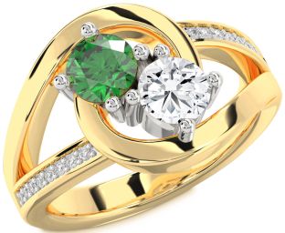Diamond Gold Silver Round Two Stone Promise Ring