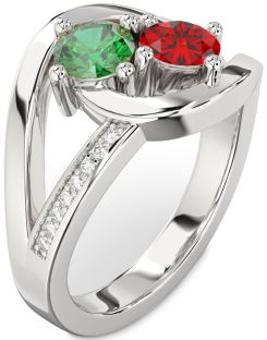 Diamond Platinum Round Two Stone Promise Ring