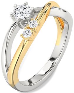 Diamond Silver & 10K gold Round Promise Ring