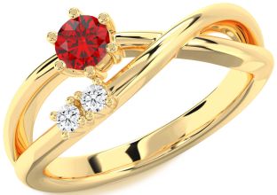 Diamond Ruby Gold Round Ring