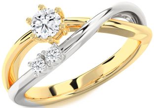 Diamond White Yellow Gold Round Ring