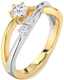 Diamond White Yellow Gold Round Promise Ring