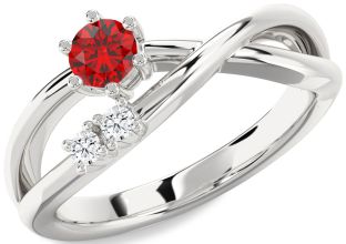 Diamond Ruby Platinum Round Ring