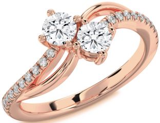 Diamond Rose Gold Round Two Stone Ring