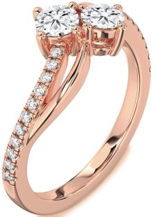 Diamond Rose Gold Round Two Stone Ring
