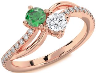 Diamond Rose Gold Round Two Stone Promise Ring