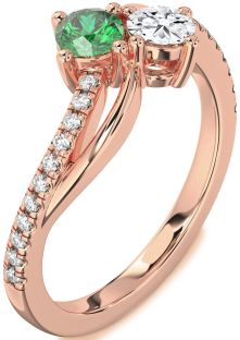 Diamond Rose Gold Round Two Stone Promise Ring