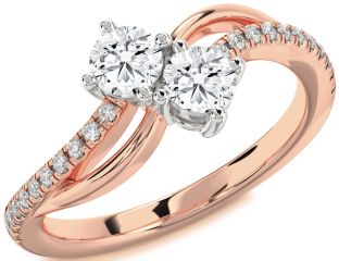 Diamond White Rose Gold Round Two Stone Ring