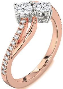 Diamond White Rose Gold Round Two Stone Ring