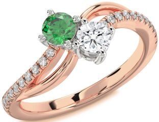 Diamond White Rose Gold Round Two Stone Promise Ring