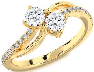 Diamond Gold Round Two Stone Ring