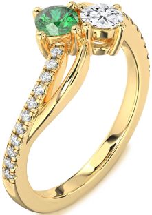 Diamond Gold Round Two Stone Promise Ring