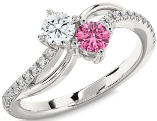 Diamond Silver Round Two Stone Promise Ring