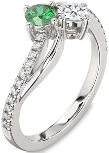 Diamond Platinum Round Two Stone Promise Ring