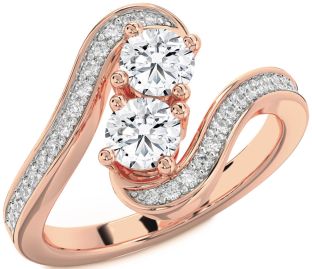 Diamond Rose Gold Round Two Stone Ring